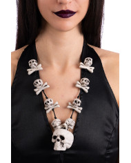 Collana con teschio e ossa con cavallotto