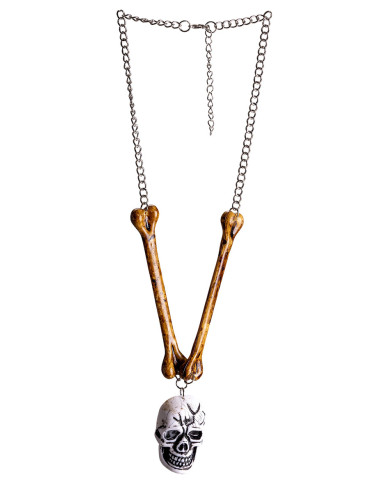 Collar con huesos y calavera sobre cartoncillo