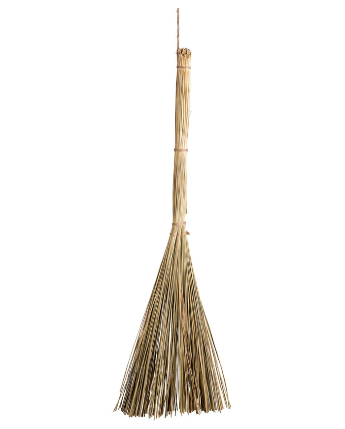 Balai de sorgho, h. 80 cm env., avec étiquette volante / étiquette