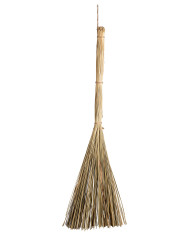 Balai de sorgho, h. 80 cm env., avec étiquette volante / étiquette