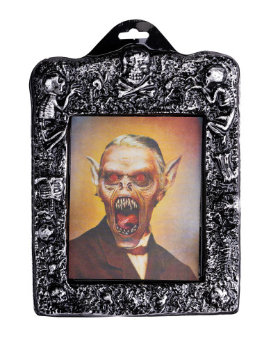 3D-Bild von Horror-Monster, ca. 21 x 30 cm mit Pappschild/Etikett