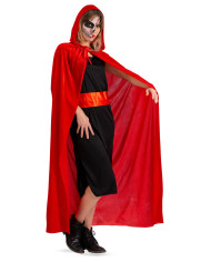 Mantello in velluto rosso con cappuccio l.cm.130 ca. in busta con gancio