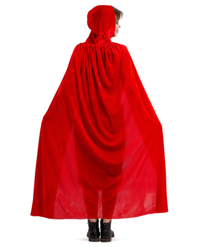 Mantello in velluto rosso con cappuccio l.cm.130 ca. in busta con gancio
