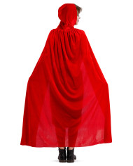 Mantello in velluto rosso con cappuccio l.cm.130 ca. in busta con gancio