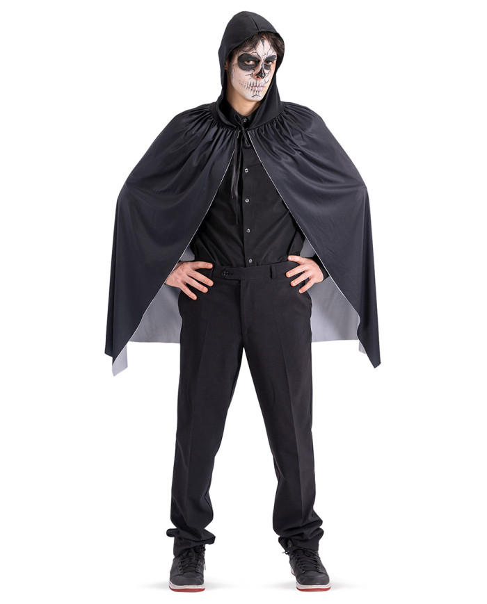 Jersey cape with skeleton printing and hood length cm. 80 in bag w/hook