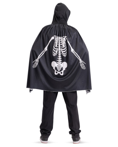 Mantello in maglino con stampe scheletro e cappuccio l.cm.80 ca. in busta con gancio