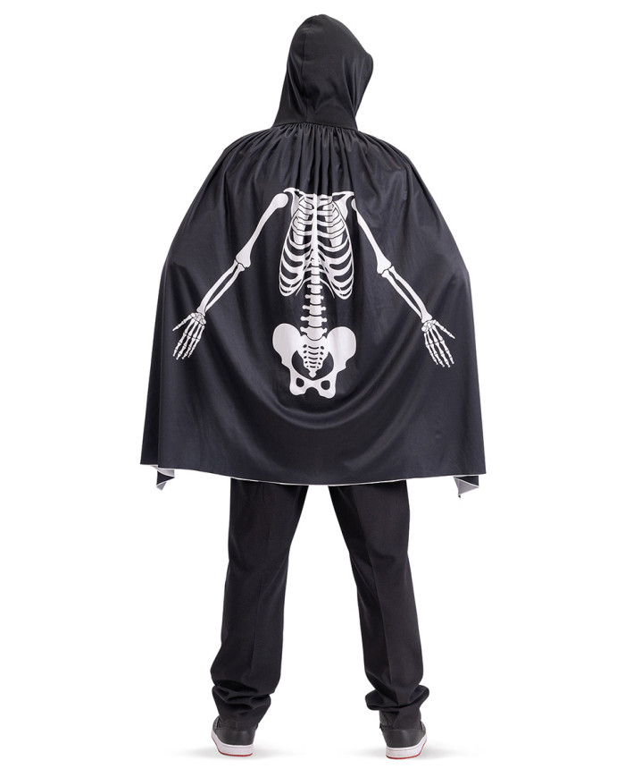 Jersey cape with skeleton printing and hood length cm. 80 in bag w/hook