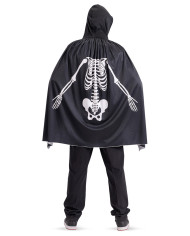 Umhang aus Jersey mit Skelett-Print und Kapuze, ca. 80 cm lang in Beutel mit Haken