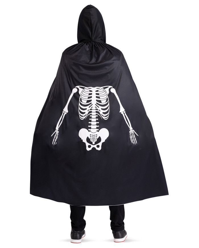 Jersey cape with skeleton printing and hood length cm. 130 in bag w/hook