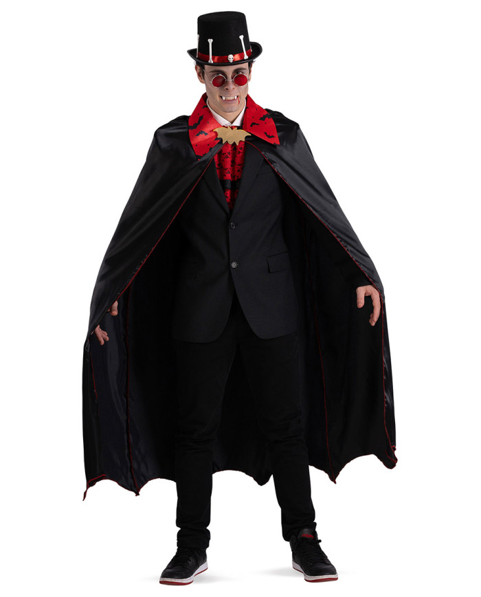 Umhang aus Satin mit Latz und Print, ca. 140 cm lang in Beutel mit Haken