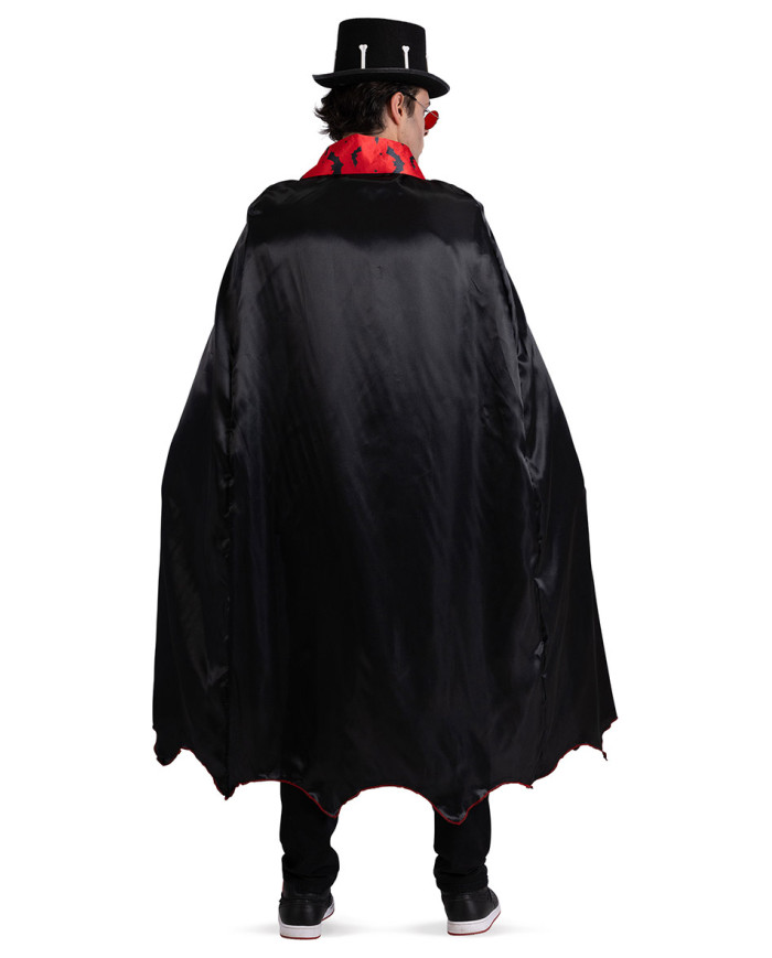 Satin cape with collar and printings length cm. 140 in bag / w hook