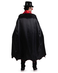 Cape en satin avec col et dessins imprimés, long. 140 cm env., dans un sachet avec crochet