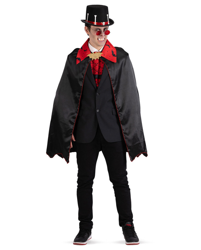 Satin cape with collar and printings length cm. 90 in bag / w hook