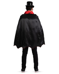 Cape en satin avec col et dessins imprimés, long. 90 cm env., dans un sachet avec crochet