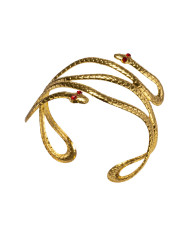 Gold snake bracelet with label