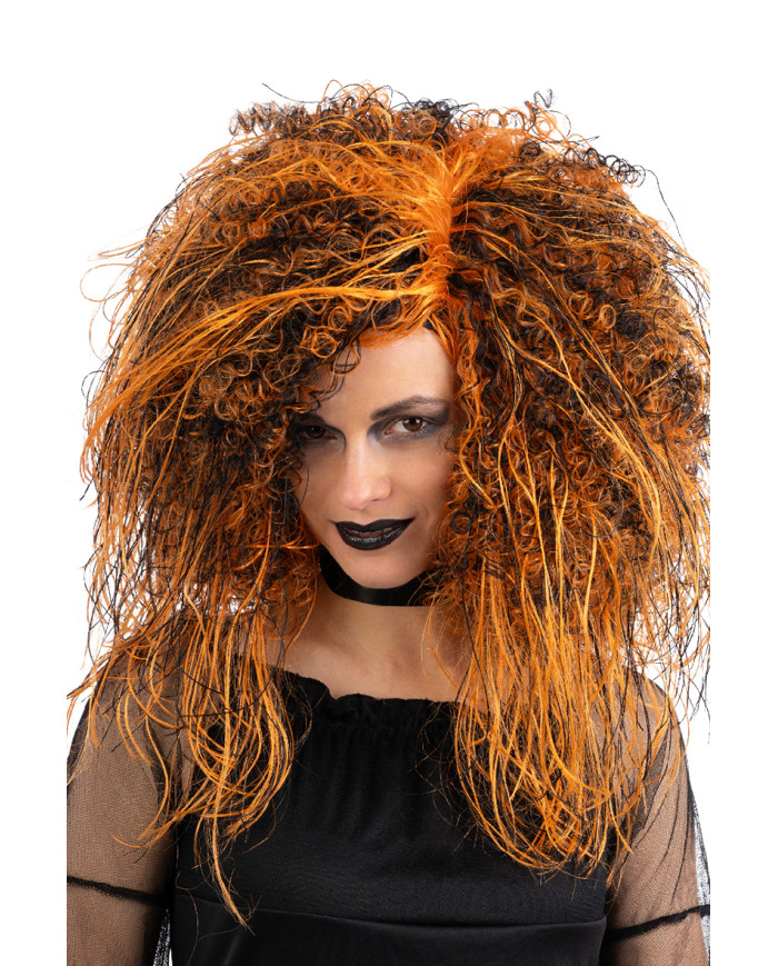 Black and orange pop wig in box