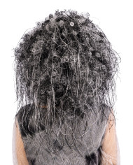 Black and white pop wig in box