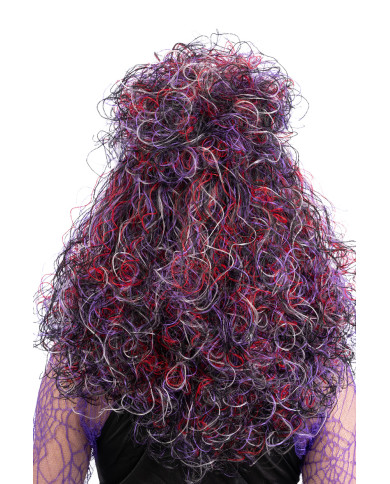 Hexen-Perücke, bunt und weiß, in Koffer