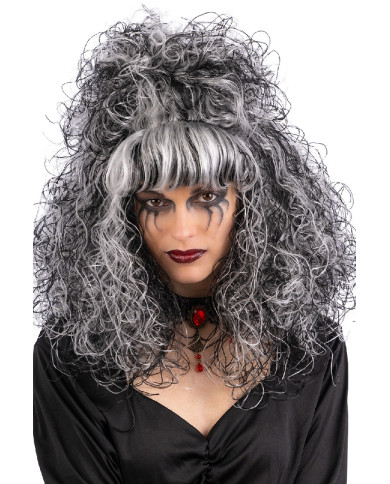Black and white witch wig in box