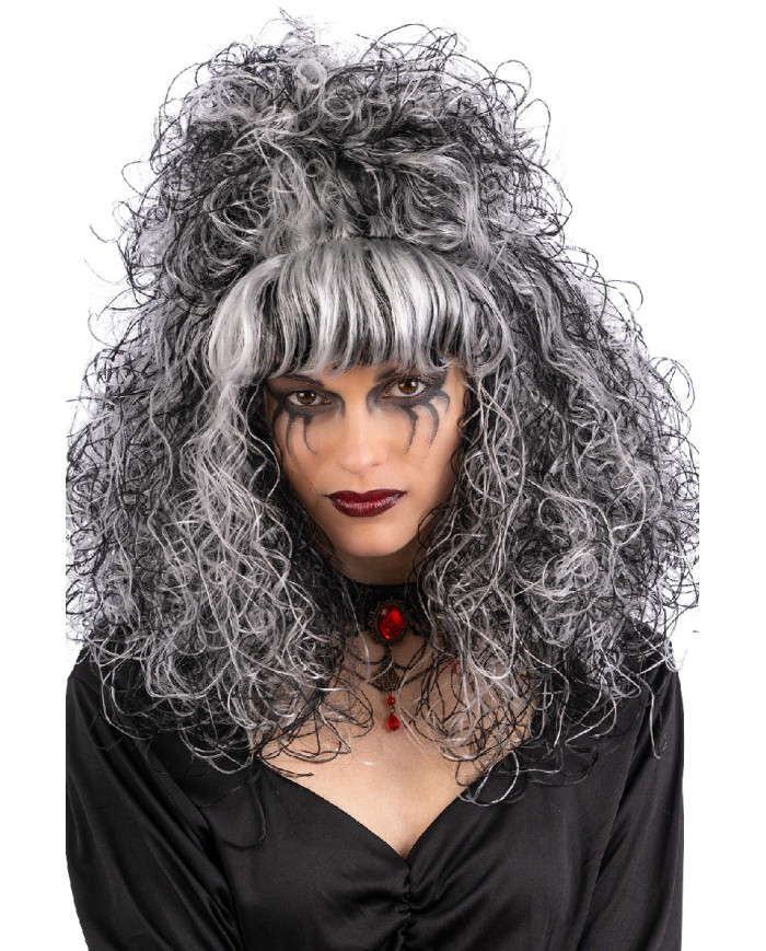 Black and white witch wig in box