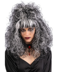 Black and white witch wig in box