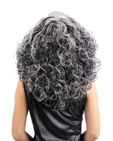 Black and white wavy wig in box