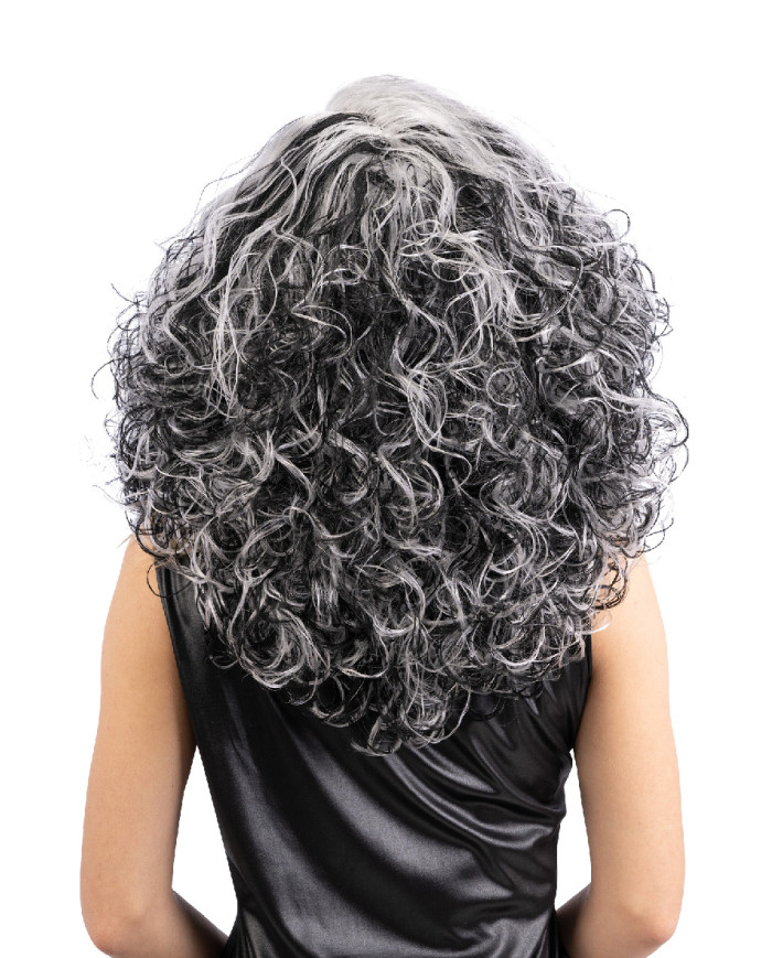 Black and white wavy wig in box