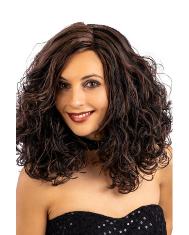 Brown and black wavy wig in box
