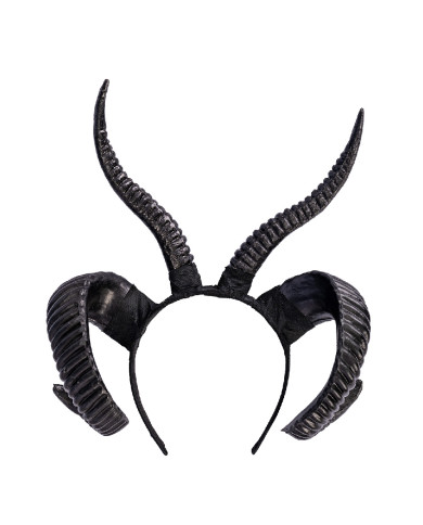 Black demon horns headband with label
