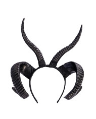 Black demon horns headband with label