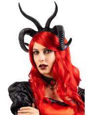Black demon horns headband with label