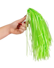 2 Pompons, grün fluoreszierend, auf Pappkarton