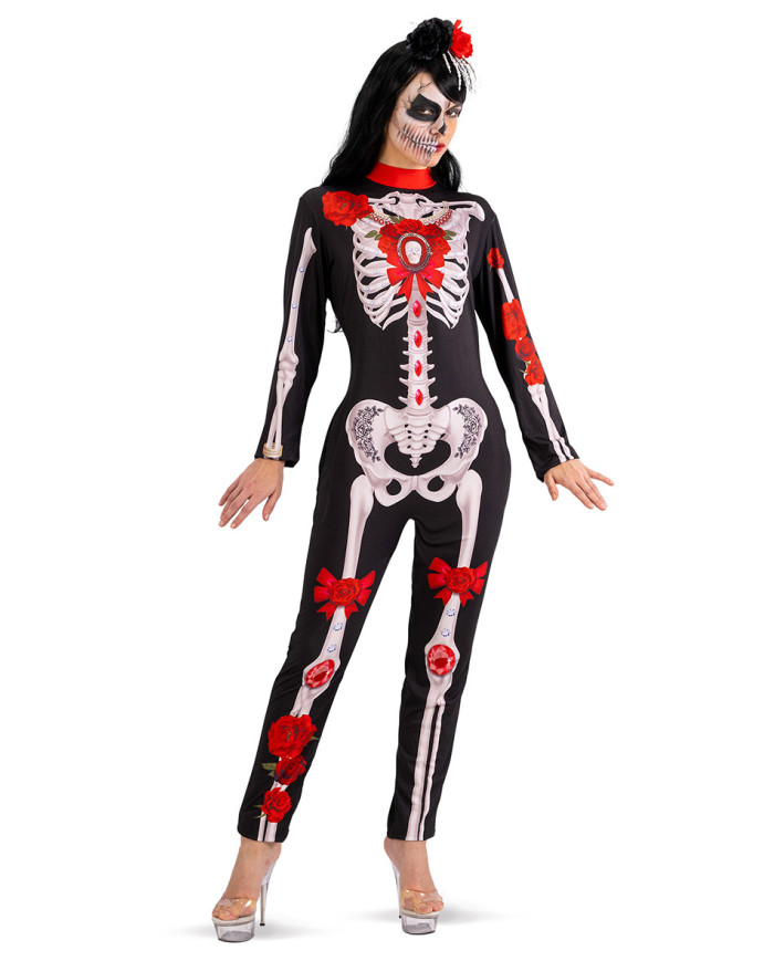 Overall-Kostüm, mexikanisches Skelett für Damen, Einheitsgr. (S-M) in Beutel mit Haken