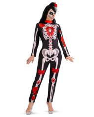 Disfraz mono esqueleto mexicano mujer talla única (S-M) en bolsa con gancho