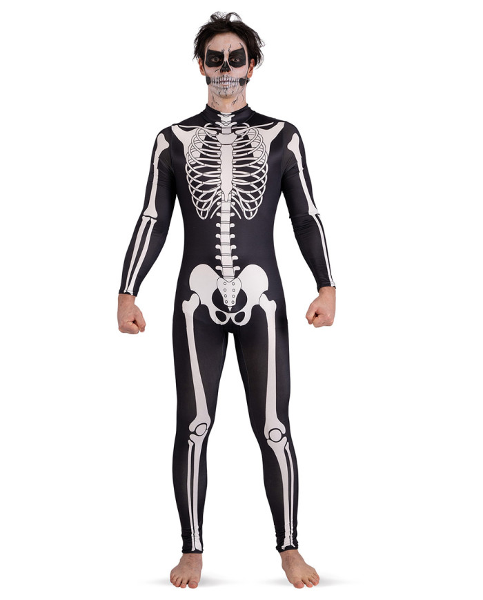 Unisex skeleton jumpsuit, one size m-l in bag with hook