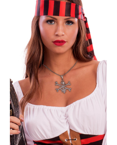 Collana teschio in metallo in busta su cartoncino