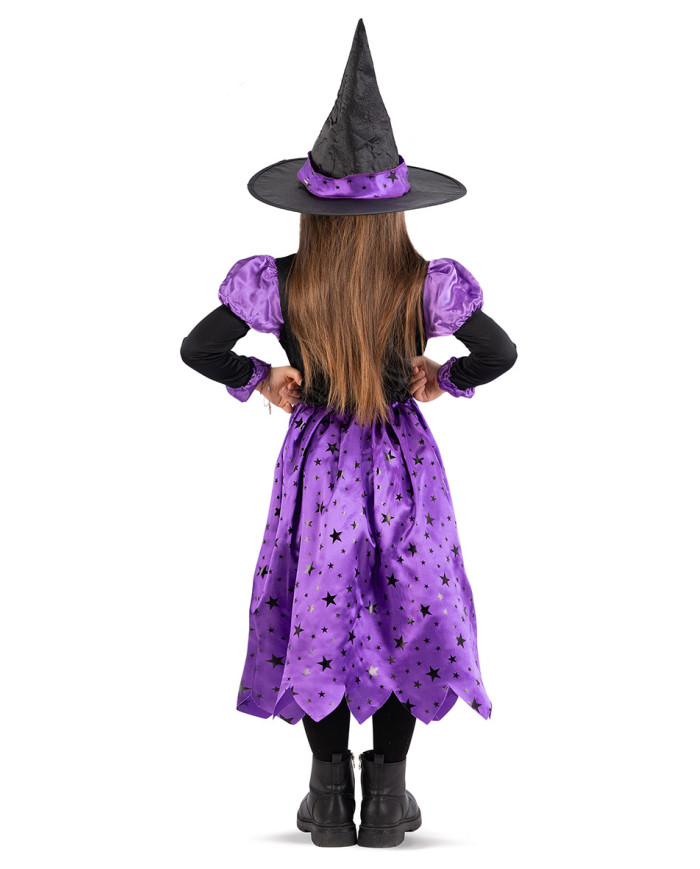 Purple witch costume with hat size iv in bag with hook