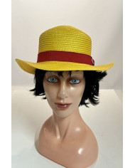 CAPPELLO GIALLO CON BANDA ROSSA TG.55/56 CON CARTELLINO-ETICHETTA