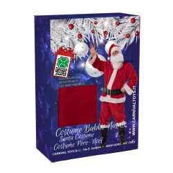 Déguisement Père Noël luxe en peluche taille unique (L-XL) dans une boîte