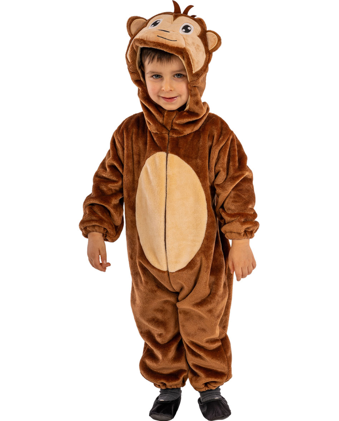 Monkey fleece jumpsuit with hood in bag w/hook