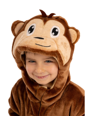 Monkey fleece jumpsuit with hood in bag w/hook