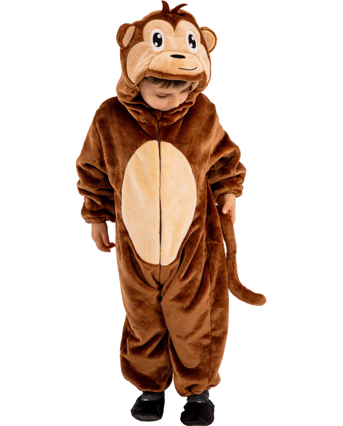 Monkey fleece jumpsuit with hood in bag w/hook