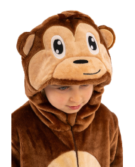 Monkey fleece jumpsuit with hood in bag w/hook