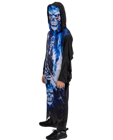 Blue skeleton tunic costume w/mask in bag w/hook