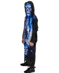 Blue skeleton tunic costume w/mask in bag w/hook