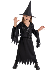 Black witch costume in bag w/hook