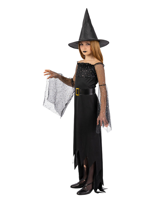 Witch costume w/hat and belt in bag w/hook
