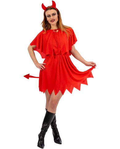 Costume diavolessa con mantellina e cerchietto in busta c/gancio