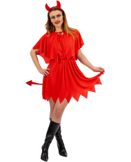 Lady devil costume w/cape in bag w/hook
