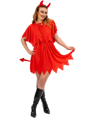 Lady devil costume w/cape in bag w/hook
